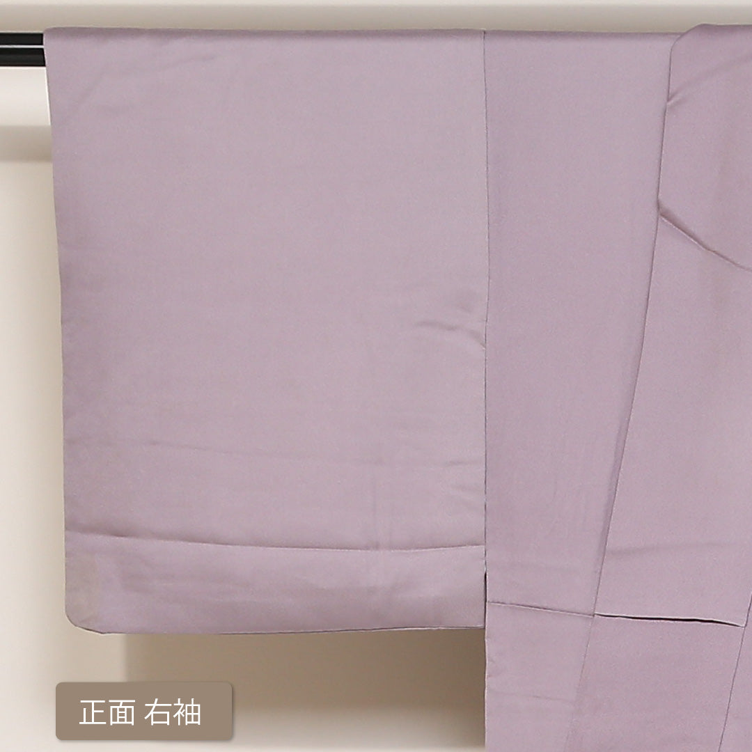 訪問着 袷 身丈154cm 裄丈63cm 正絹 Aランク セミフォーマル 広衿 Sサイズ ぼかし染 金彩 鶴 吉祥文様 紫系 RP 1217-04408