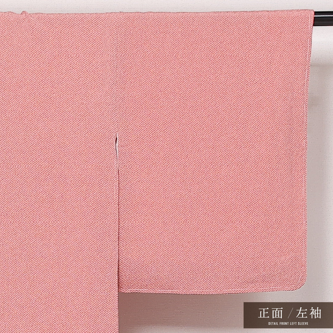 未使用品 お召 袷 身丈165cm 裄丈66cm 正絹 Sランク インフォーマル 広衿 XLサイズ しつけ糸 鹿の子柄 ピンク系 RP 1222-13542