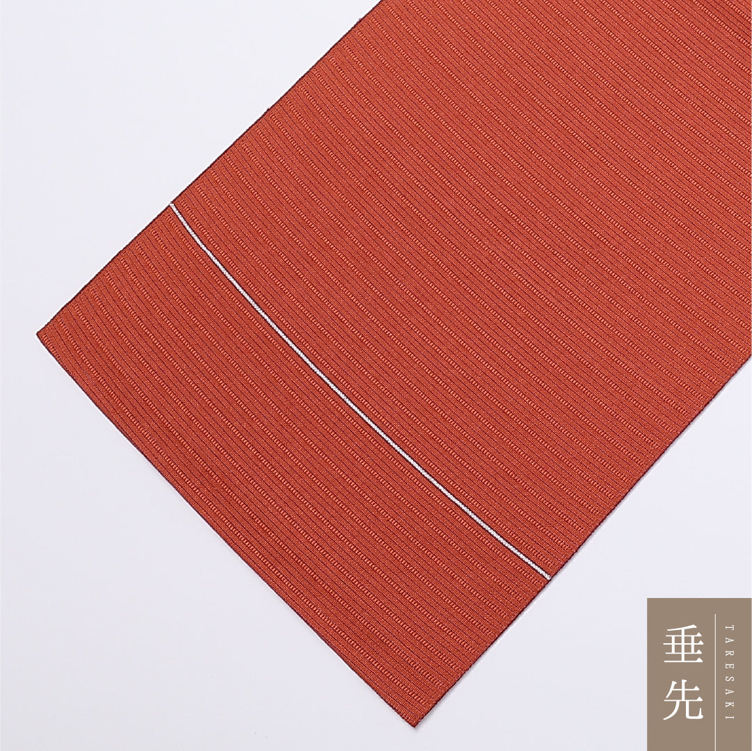名古屋帯 夏帯 帯丈344cm ポイント柄 松葉仕立て Sランク カジュアル 植物柄 銀糸 絽 正絹 朱系 1224-01354
