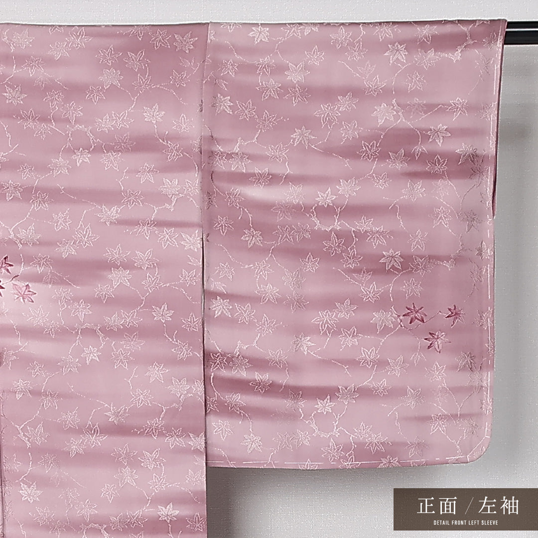 小紋 袷 身丈160cm 裄丈64cm 正絹 Bランク インフォーマル バチ衿 Lサイズ ぼかし染 楓 紫系 RP 1221-12500