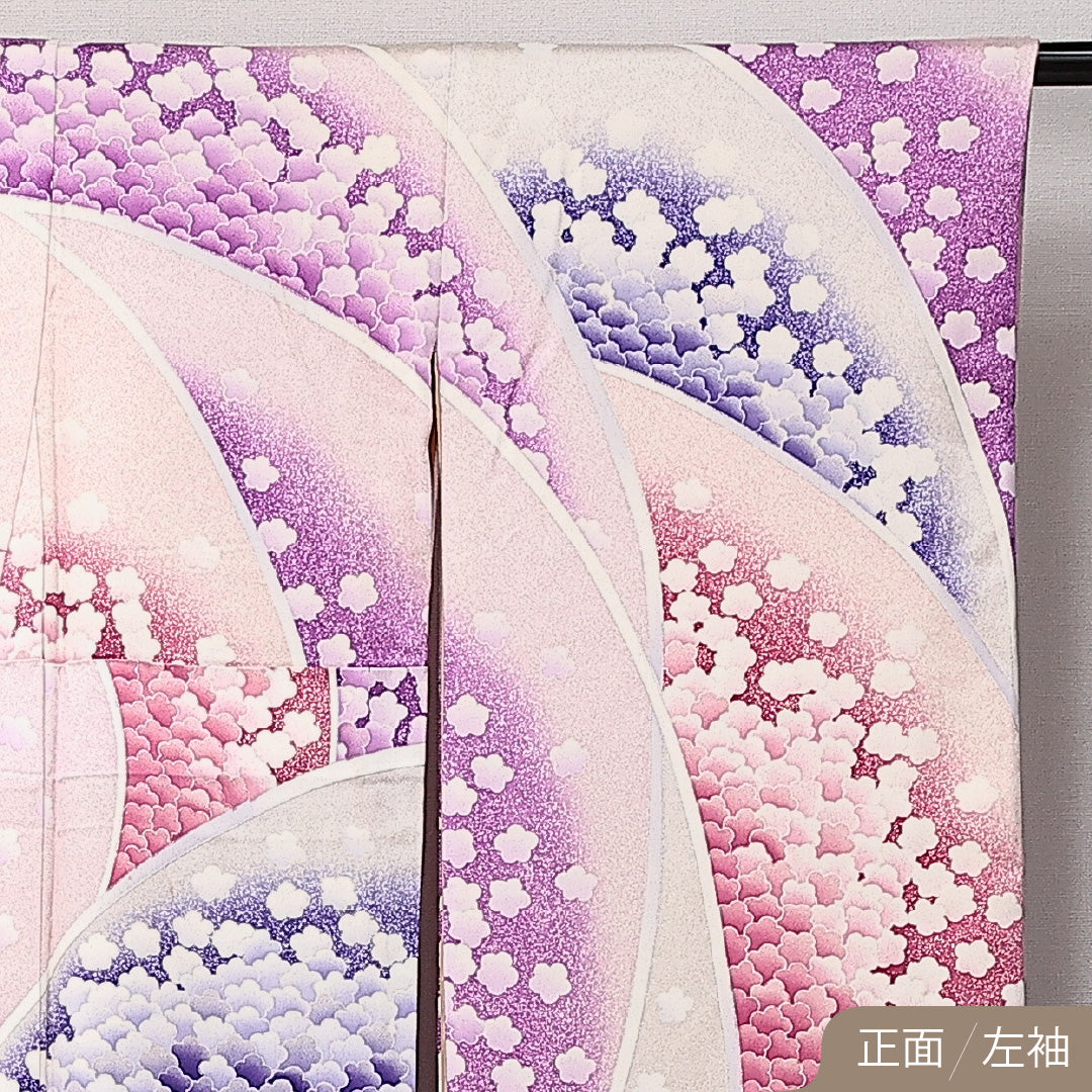 振袖 身丈157cm 裄丈67cm Aランク 正絹 袷 広衿 M 梅 フォーマル 古典的 華やか ピンク系 1213-F0606