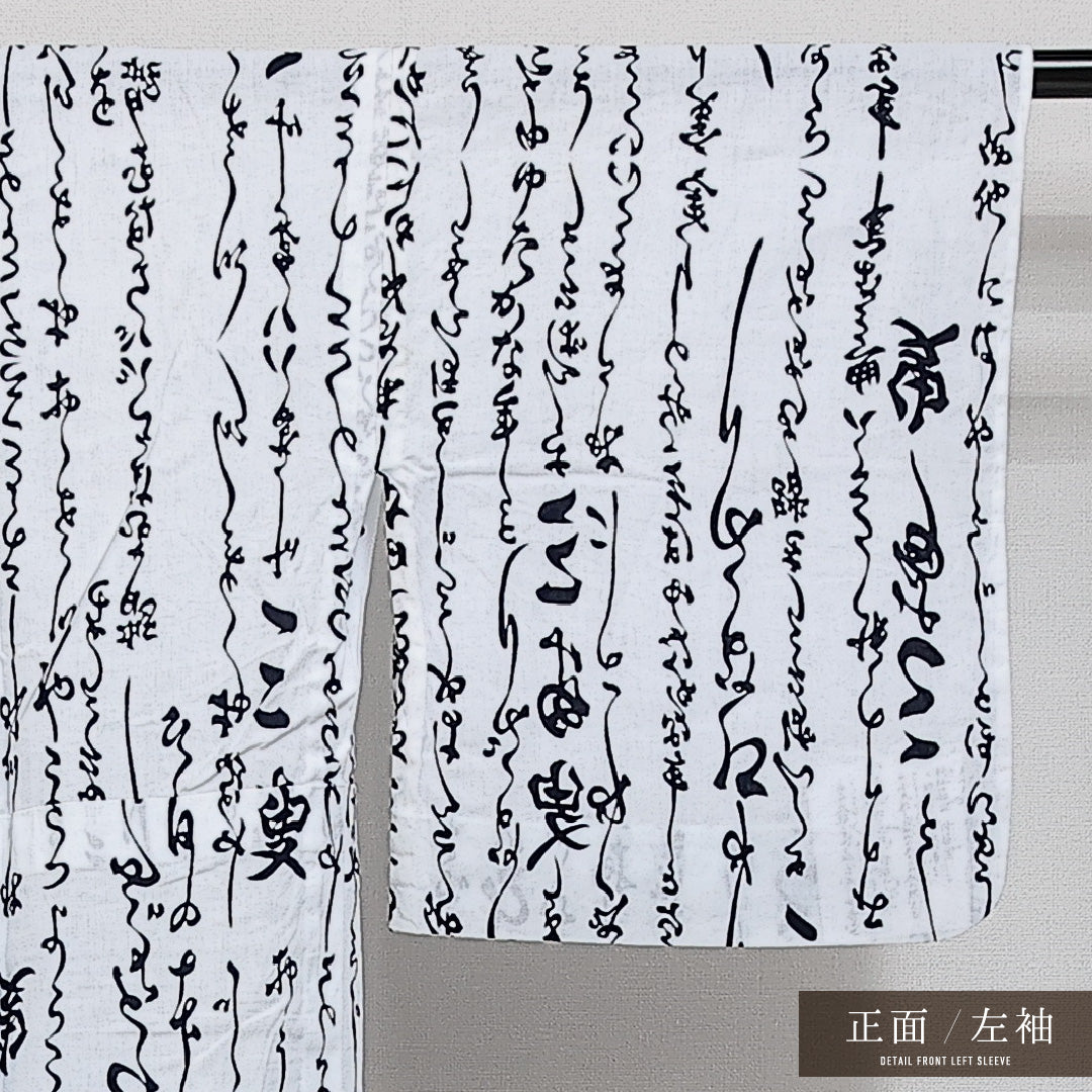 浴衣 夏物 洗える着物 身丈149cm 裄丈61cm Aランク 木綿 バチ衿 XSサイズ カジュアル 創作柄 独創的 粋 白系 1218-14272