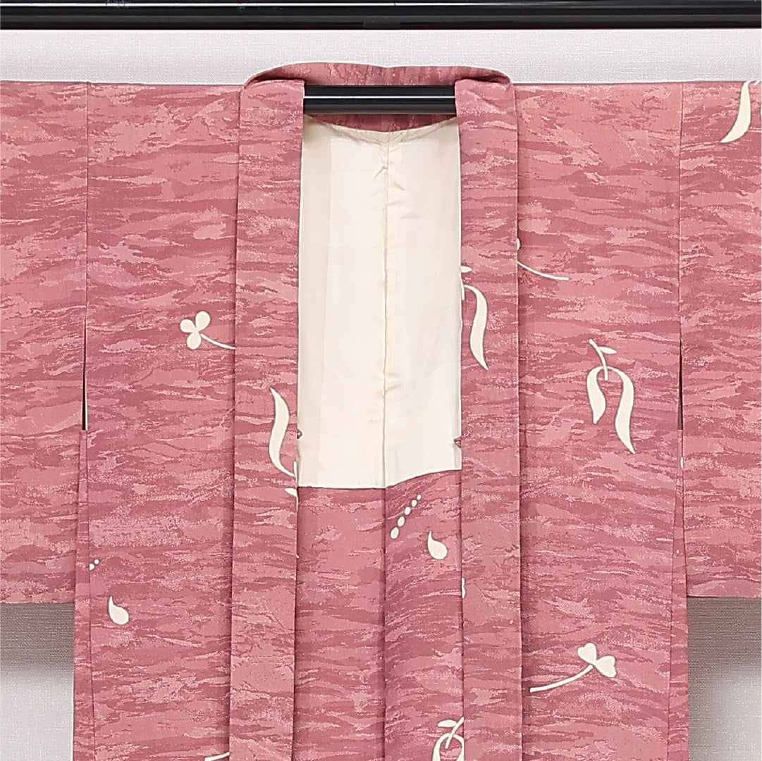 羽織 袷 身丈78cm 裄丈62cm 正絹 Cランク カジュアル Sサイズ 創作柄 ピンク系 HP 1232-13408