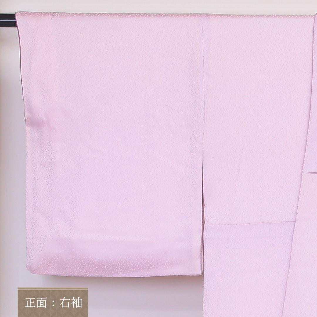 訪問着 袷 身丈160~164cm 裄68cm 正絹 一つ紋 菖蒲 五瓜に桔梗 ピンク系 Aランク 1212-00552