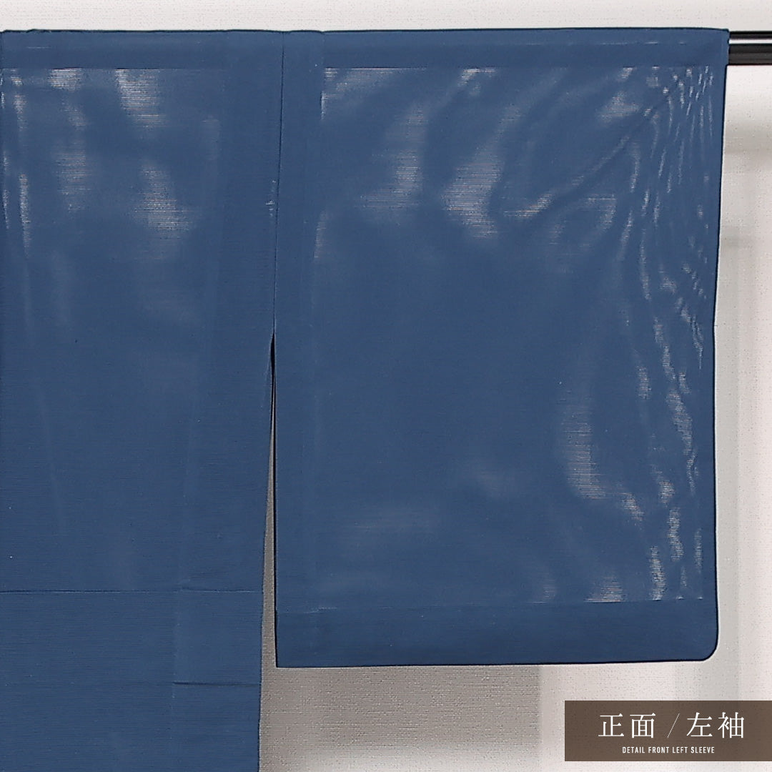 夏物 色無地 絽 身丈145cm 裄丈61cm 正絹 Bランク インフォーマル 広衿 XSサイズ 無地 紺系 RP 1219-13397