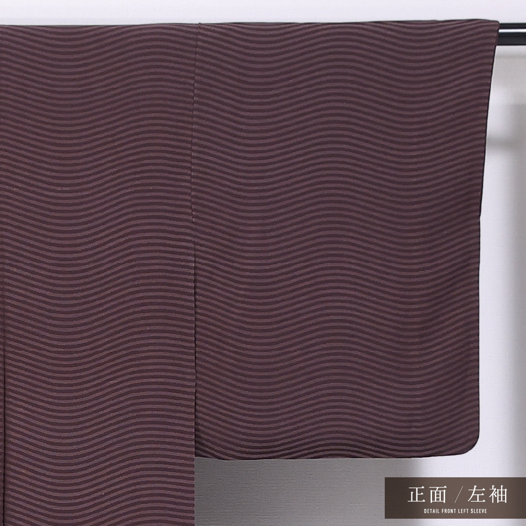 小紋 袷 身丈156cm 裄丈63cm 正絹 Cランク インフォーマル 広衿 Mサイズ 創作柄 茶系 LP 1221-11774