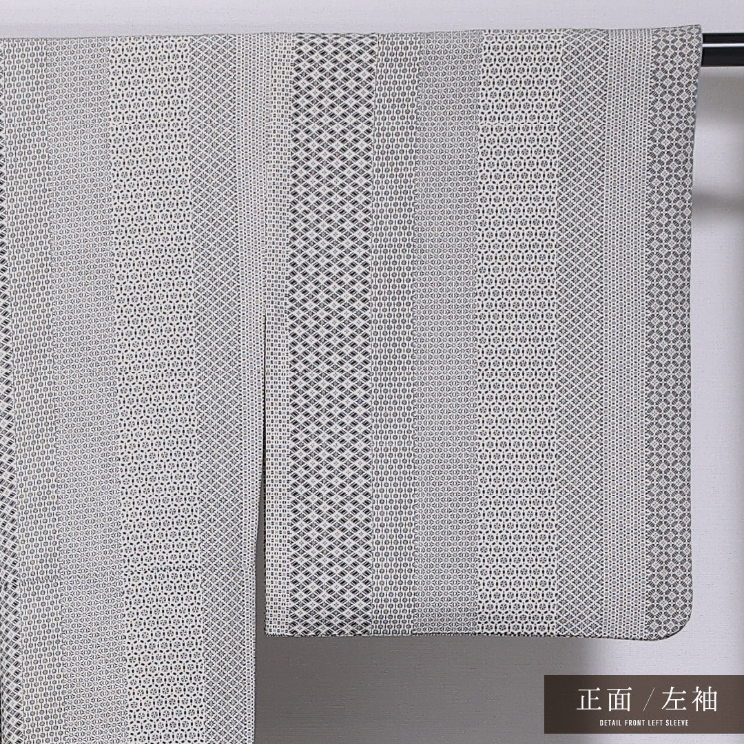 小紋 袷 身丈149cm 裄丈62cm 正絹 Cランク インフォーマル 広衿 XSサイズ グレー系 LP 1221-11742