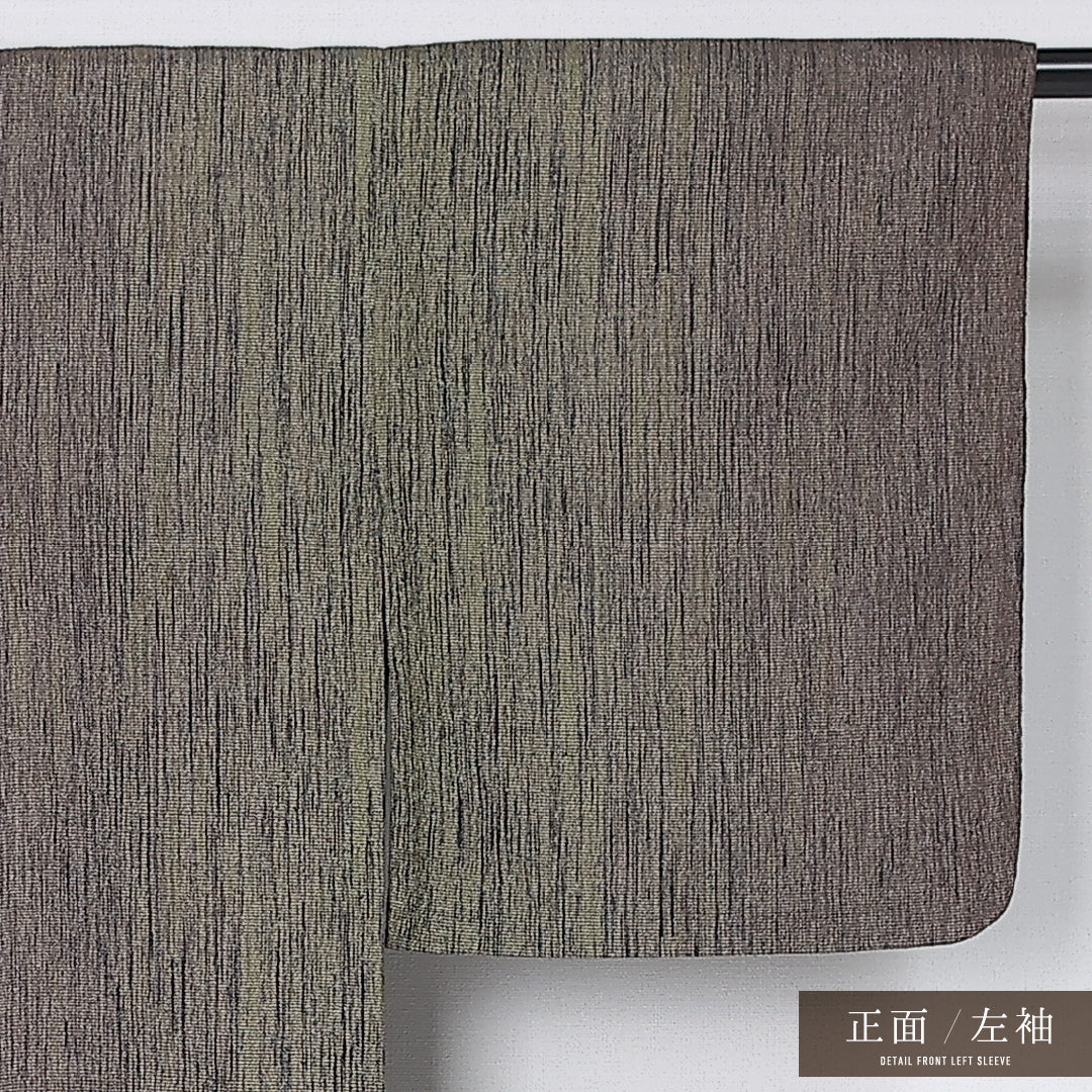 紬 単衣 身丈158cm 裄丈60cm 正絹 Sランク カジュアル 広衿 Mサイズ 抽象柄 茶系 RP 1223-12191