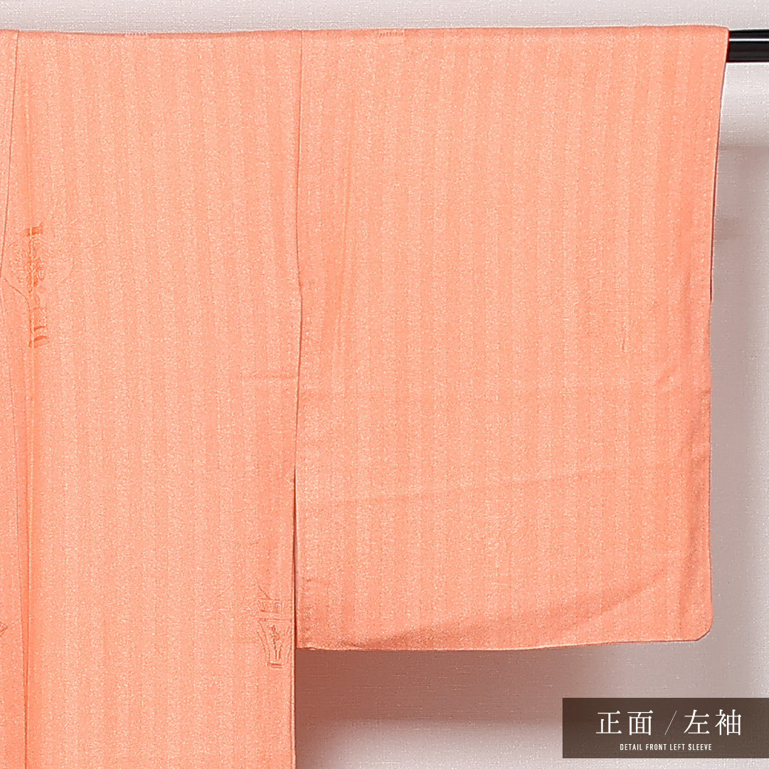 色無地 袷 身丈160cm 裄丈61cm 正絹 Sランク インフォーマル 広衿 Lサイズ 朱系 RP 1219-13568