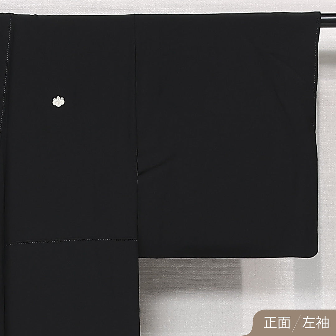 黒紋付 五つ紋 五三桐 身丈150cm 裄丈63.5cm Sランク 正絹 袷 広衿 S フォーマル 黒系 1299-F0547