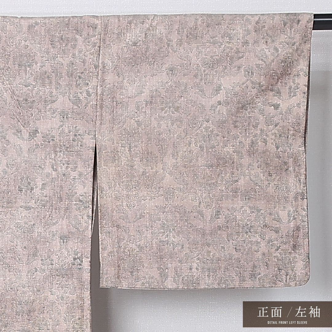紬 単衣 身丈147cm 裄丈63cm 正絹 Sランク カジュアル 広衿 XSサイズ 唐華 染紬 茶系 RP 1223-12203