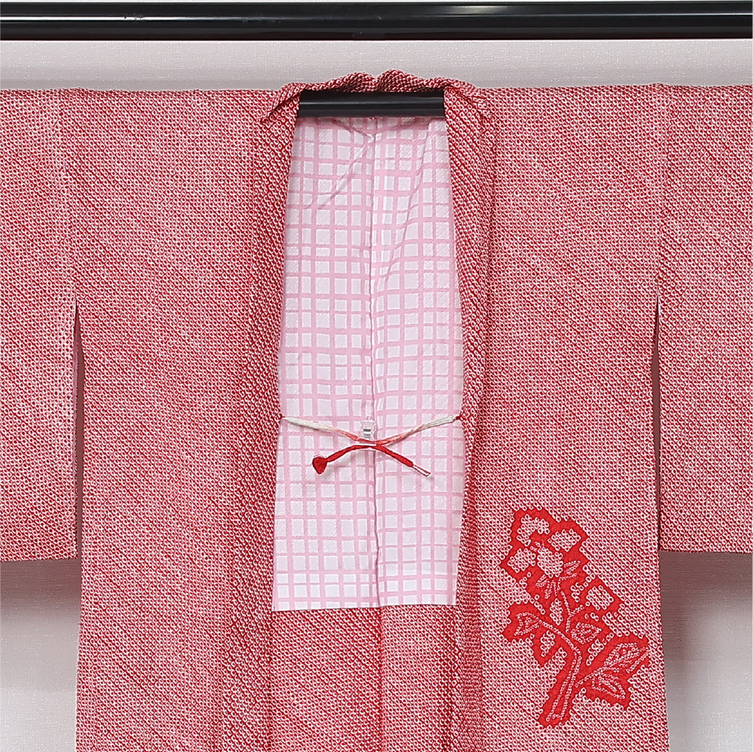 羽織 身丈80cm 裄丈64.5cm Bランク M 正絹 袷 絞り 紐あり 紫陽花 カジュアル ピンク系 1217-12104