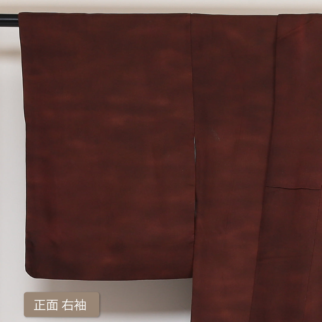 色無地 袷 身丈176cm 裄67cm 正絹 茶系 Bランク ぼかし 1214-00338-4714
