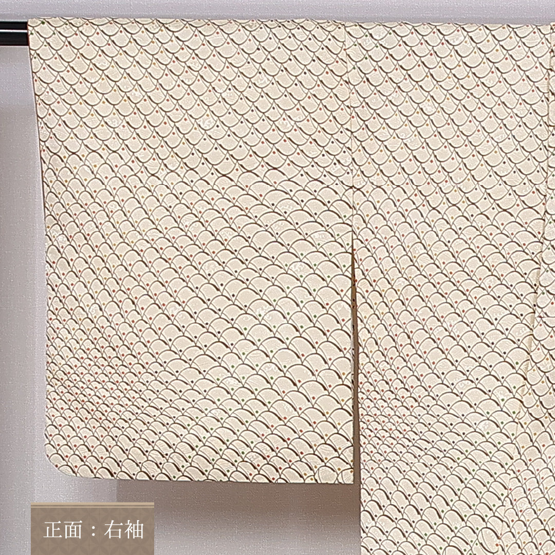 付下げ 身丈164cm 裄丈64.5cm L ポリエステル Sランク 袷 洗える着物 広衿 幾何学 1261-10821