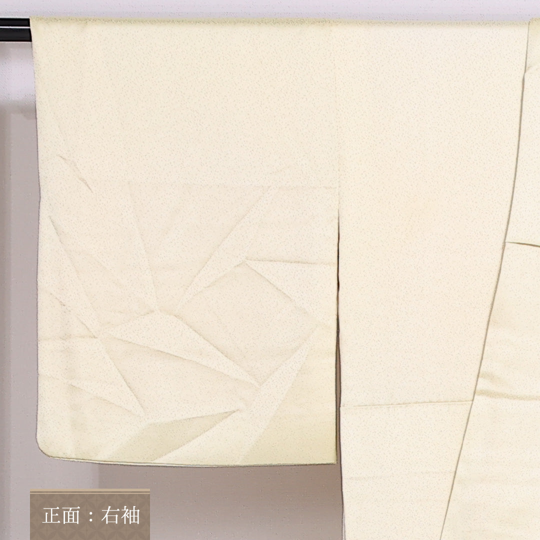 訪問着 袷 身丈156cm 裄丈63cm 正絹 Bランク セミフォーマル 広衿 Mサイズ 菊 黄系 RP 1217-04813