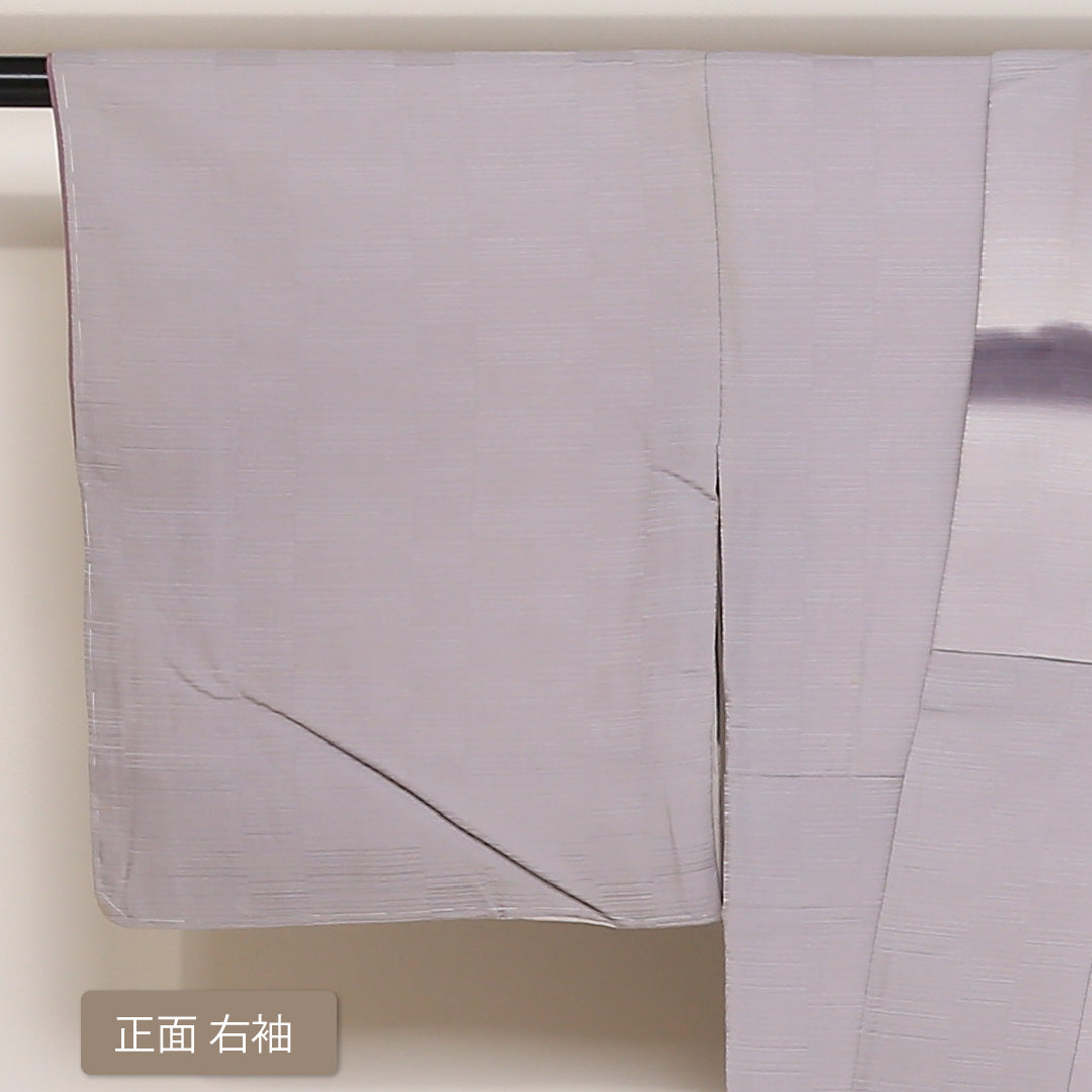 訪問着 袷 身丈153cm 裄64cm 正絹 紫系 Cランク 風景柄 雲 山 1212-00445-5220 1212-00445