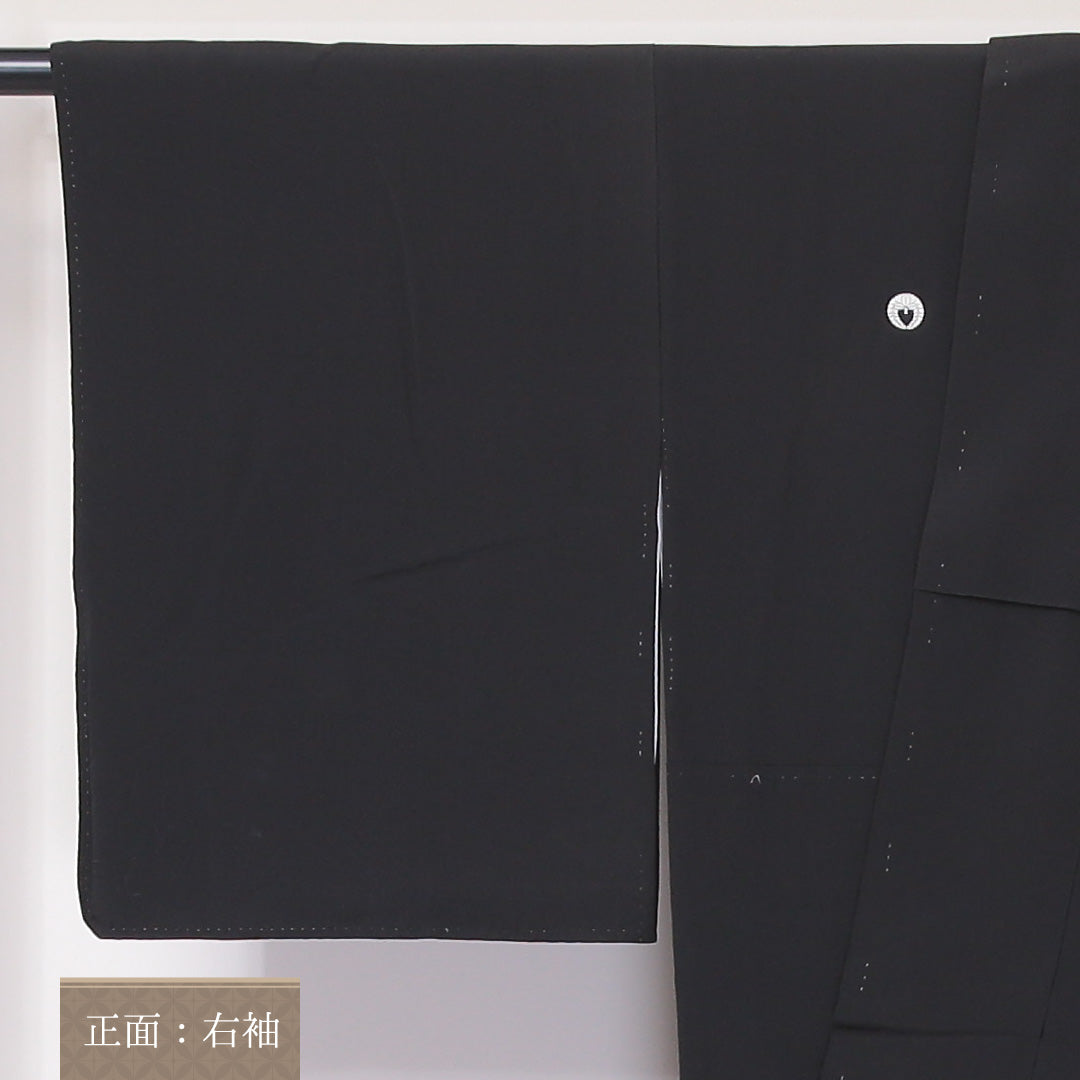 黒留袖 五つ紋 下り藤 上村峰雲 身丈153cm 裄丈61.5cm Sランク 正絹 袷 比翼 広衿 S 落款 アラベスク 唐草 菱 桐 加賀友禅 フォーマル 黒系 1211-F0264