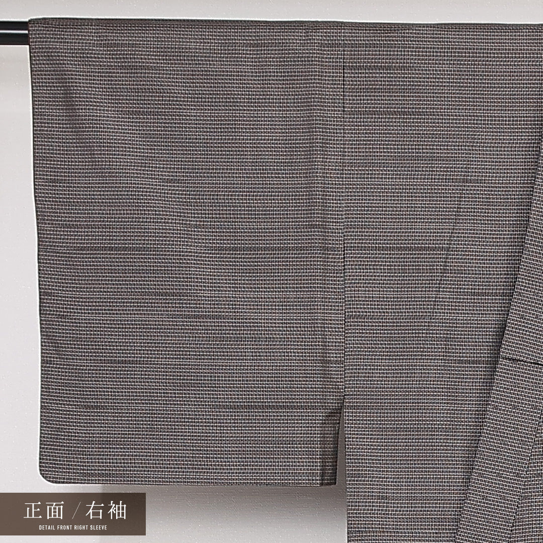 3点セット アンサンブル 男着物 (本場大島紬) 袷 身丈135cm 裄丈64cm 正絹 Sランク インフォーマル 棒衿 Sサイズ 証紙 有馬 グレー系 PO 1224-13146
