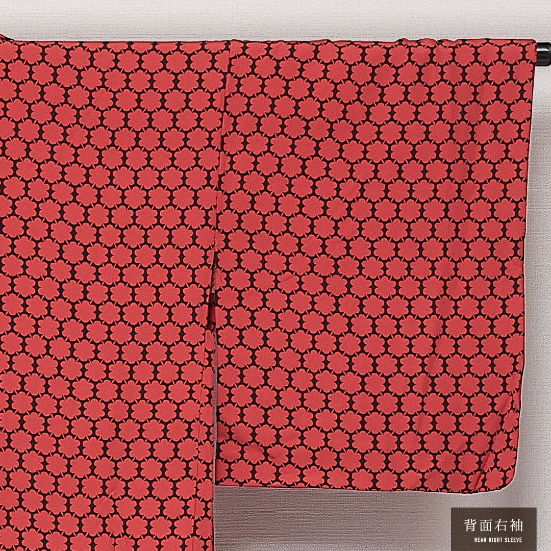羽織 袷 身丈80cm 裄丈65cm 正絹 Sランク カジュアル Mサイズ 花柄 赤系 RP 1232-13865