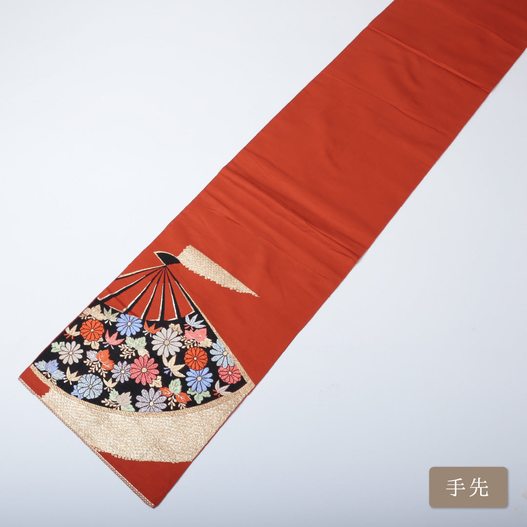 袋帯 帯丈412cm 六通 仕立て上がり フォーマル 唐織 Aランク 朱系 122300578316