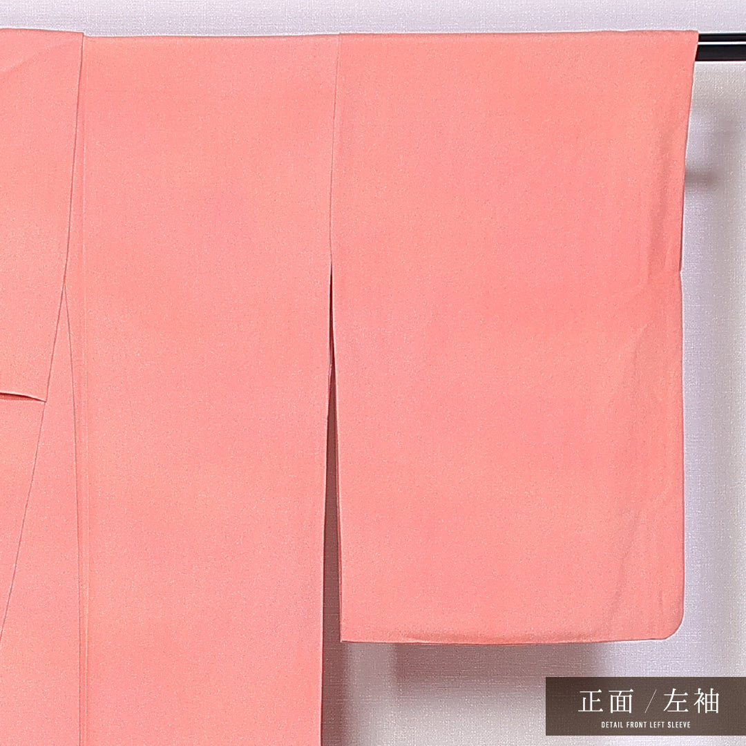 江戸小紋 (鮫) 袷 身丈158cm 裄丈64cm 正絹 Sランク 一つ紋 (揚羽蝶) セミフォーマル 広衿 Mサイズ ピンク系 M4 1220-11390