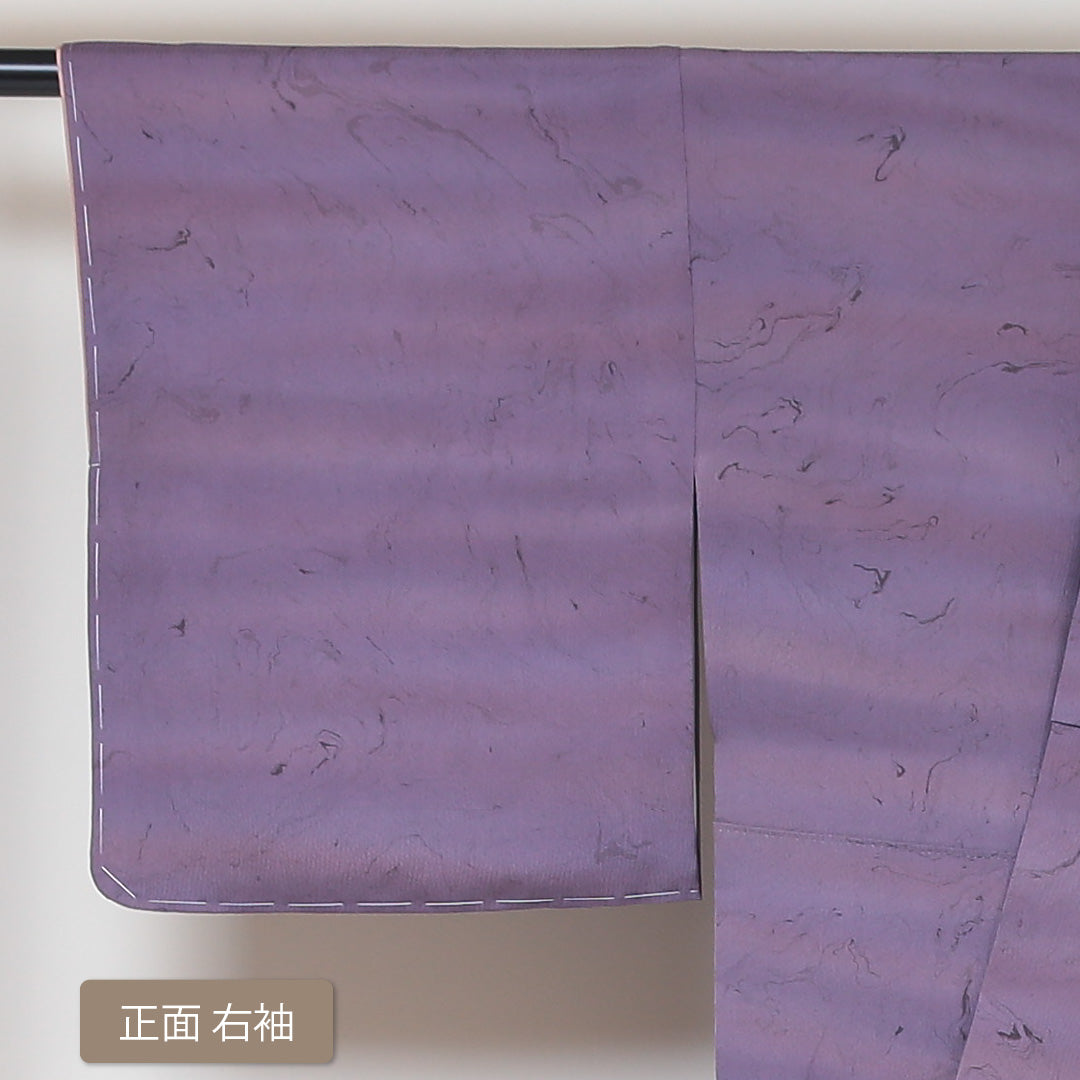 小紋 袷 身丈150cm 裄丈63cm 正絹 Sランク インフォーマル 広衿 Sサイズ ぼかし染 創作柄 紫系 RP 1221-01450