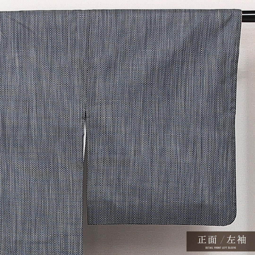 紬 袷 身丈159cm 裄丈64cm 正絹 Aランク カジュアル 広衿 Mサイズ 経緯絣 縞 グレー系 HP 1223-14030