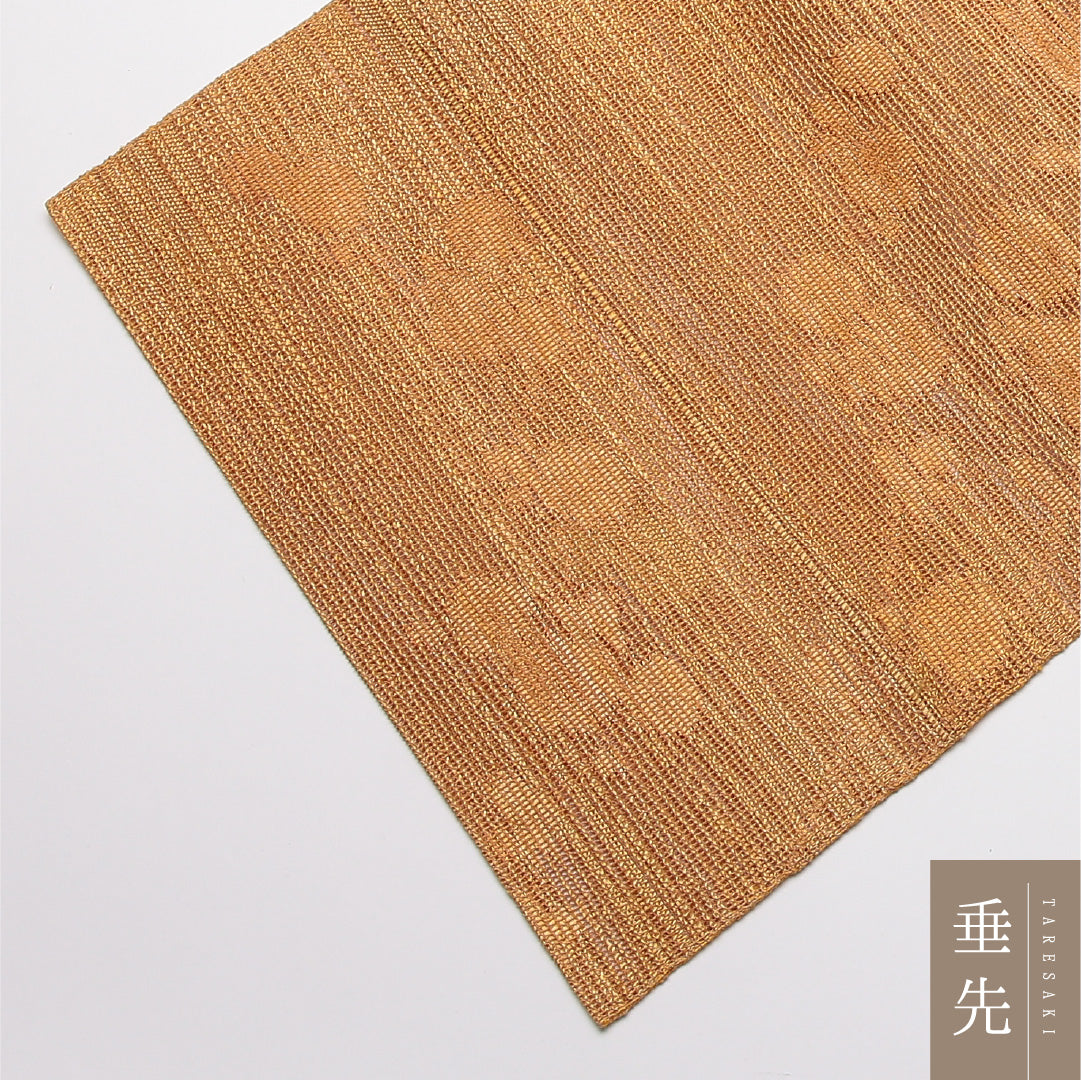 夏物 名古屋帯 全通 帯丈351cm カジュアル Sランク 正絹 羅 植物柄 創作 ベージュ系 1224-01936