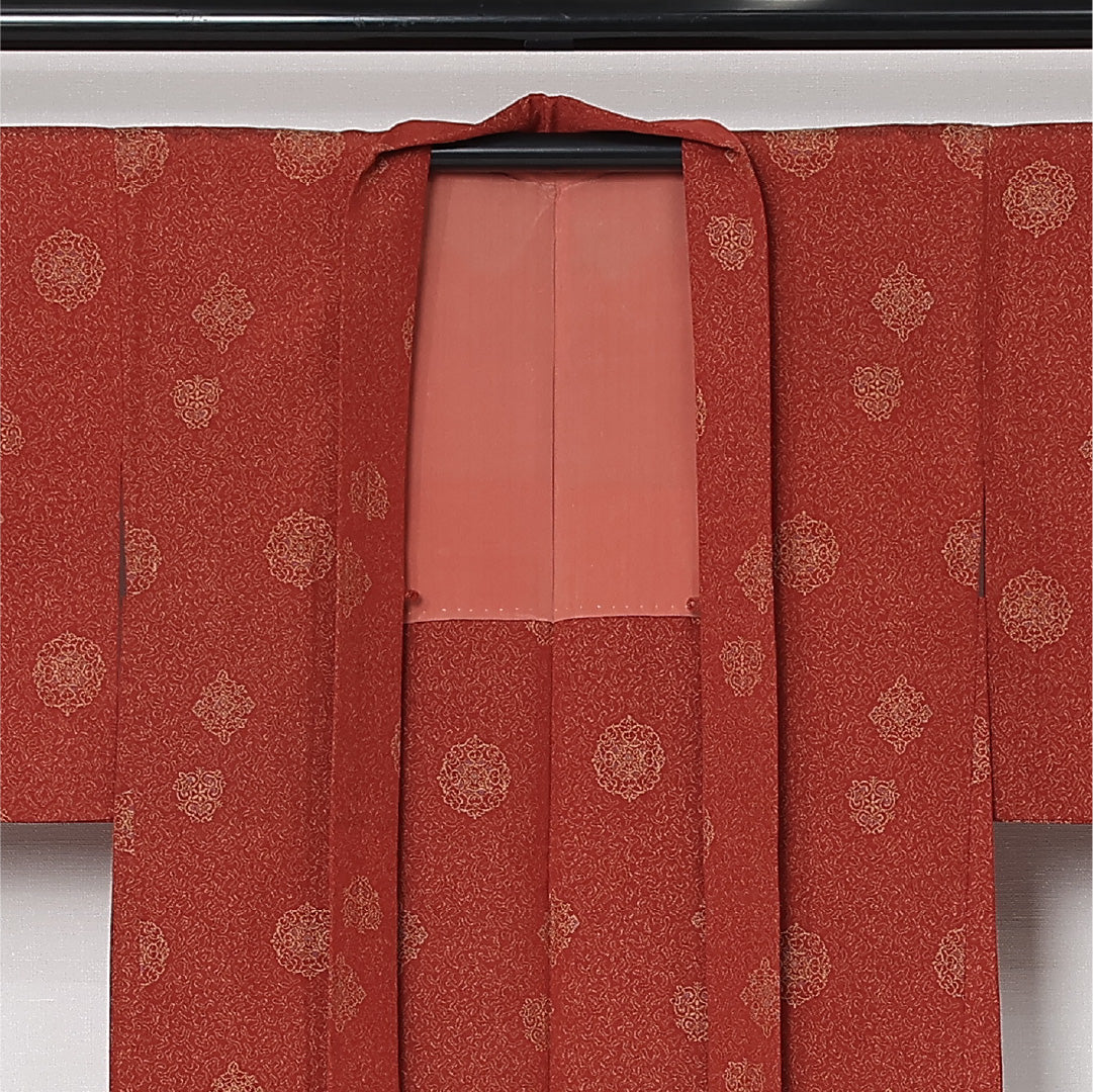 羽織 袷 身丈76cm 裄丈62cm 正絹 Sランク カジュアル Sサイズ 華文 赤系 RP 1232-12845