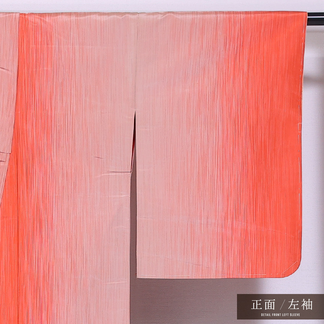 アンティーク 紬 袷 身丈155cm 裄丈64cm 正絹 Aランク バチ衿 Mサイズ 創作柄 素朴 優しい 朱系 M4 1223-11807
