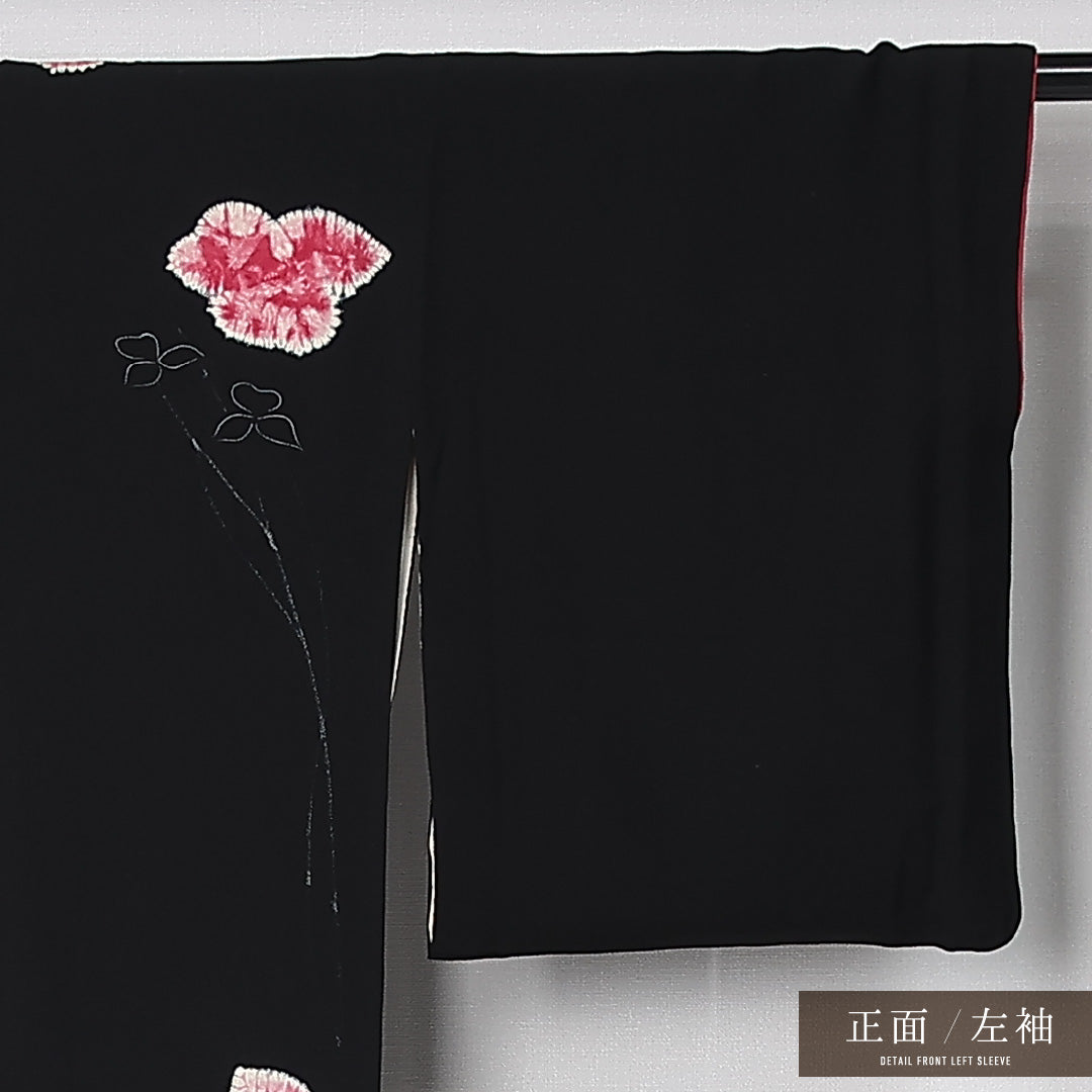 アンティーク 付下げ 袷 身丈158cm 裄丈62cm 正絹 Aランク 広衿 Mサイズ 紫陽花 黒系 M4 1218-12504