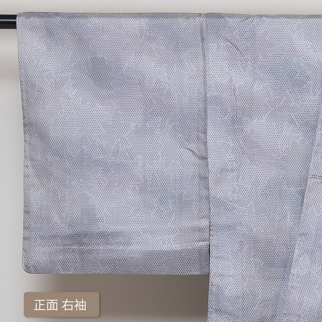 紬 単衣 身丈153cm 裄63cm 正絹 グレー系 Bランク 紅葉 1216-00476-4222