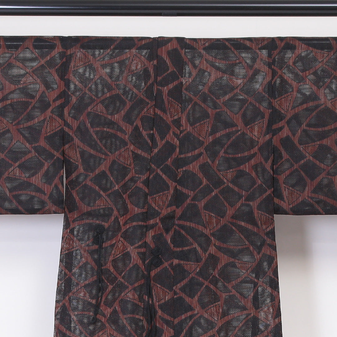 夏物 道中着 羅 身丈80cm 裄64.5cm 正絹 Sランク 茶系 1217-00522