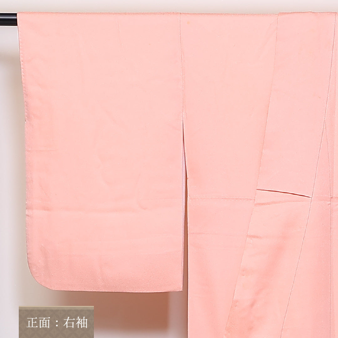 訪問着 袷 身丈153cm 裄丈64cm 正絹 Cランク セミフォーマル 広衿 Sサイズ 花柄 ピンク系 HP 1217-04650