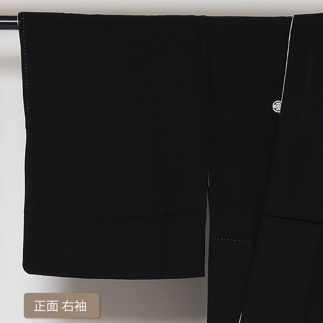 黒留袖 五つ紋 揚羽蝶 身丈161cm 裄丈62cm Aランク ポリエステル 洗える着物 袷 比翼 広衿 L 向かい鳥 フォーマル 黒系 1211-F0193