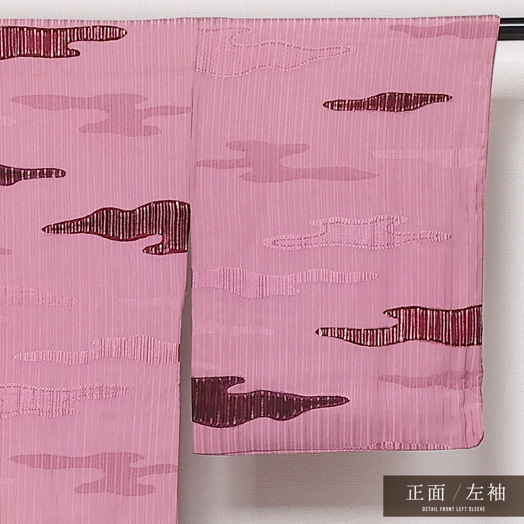 付下げ 袷 身丈159cm 裄丈64cm 正絹 Aランク インフォーマル 広衿 Mサイズ 織り出し 創作柄 ピンク系 RP 1218-13571