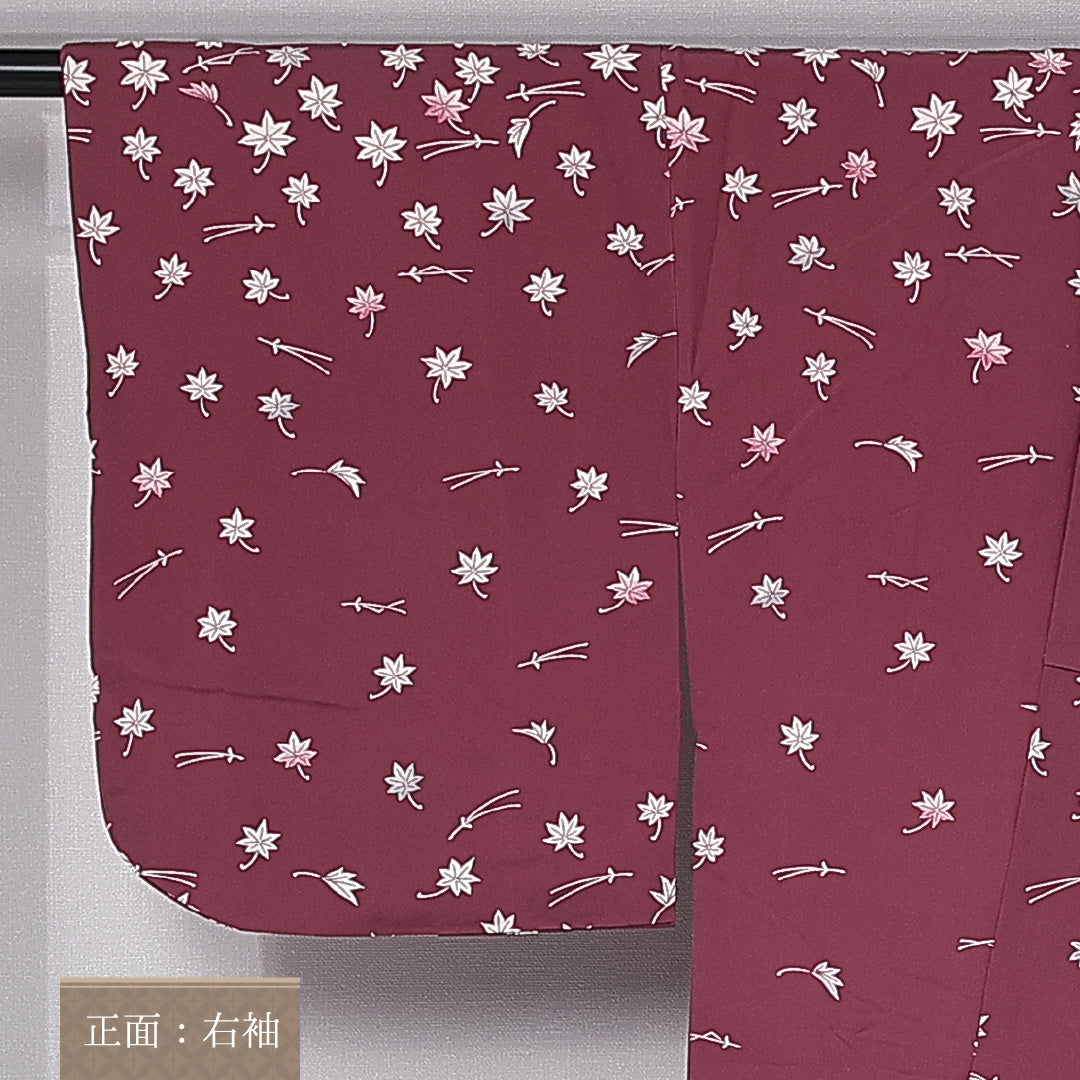付下げ 袷 身丈158cm 裄丈64cm 正絹 Aランク インフォーマル バチ衿 Mサイズ 紅葉 赤系 HP 1218-10902
