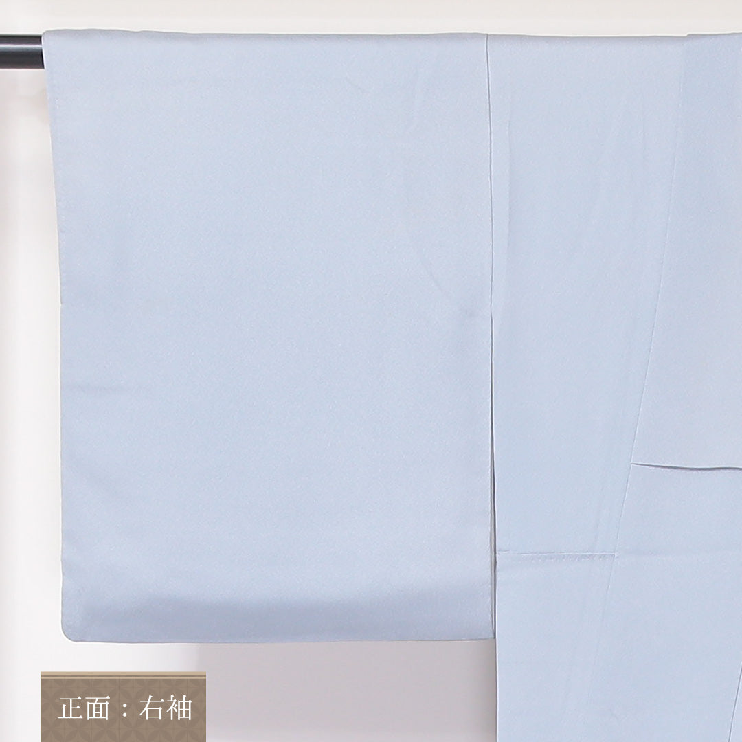 色留袖 袷 身丈157cm 裄64cm 正絹 一つ紋 鶴 梅 金彩 笠松 丸に剣片喰 水色系 Cランク 1211-00152