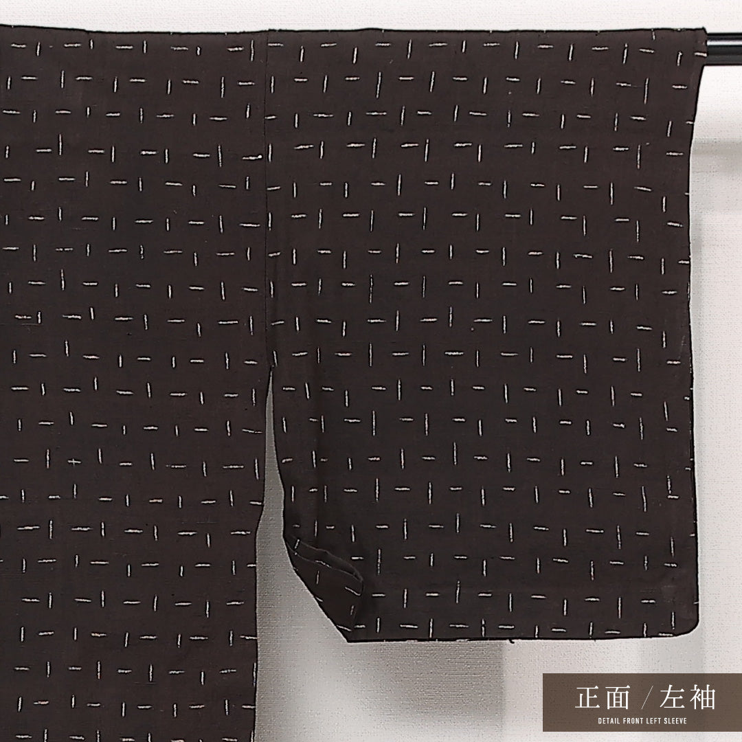アンティーク 洗える着物 木綿の紬 単衣 身丈138cm 裄丈65cm 木綿 Cランク バチ衿 XSサイズ 無地 茶系 HP 1223-13338
