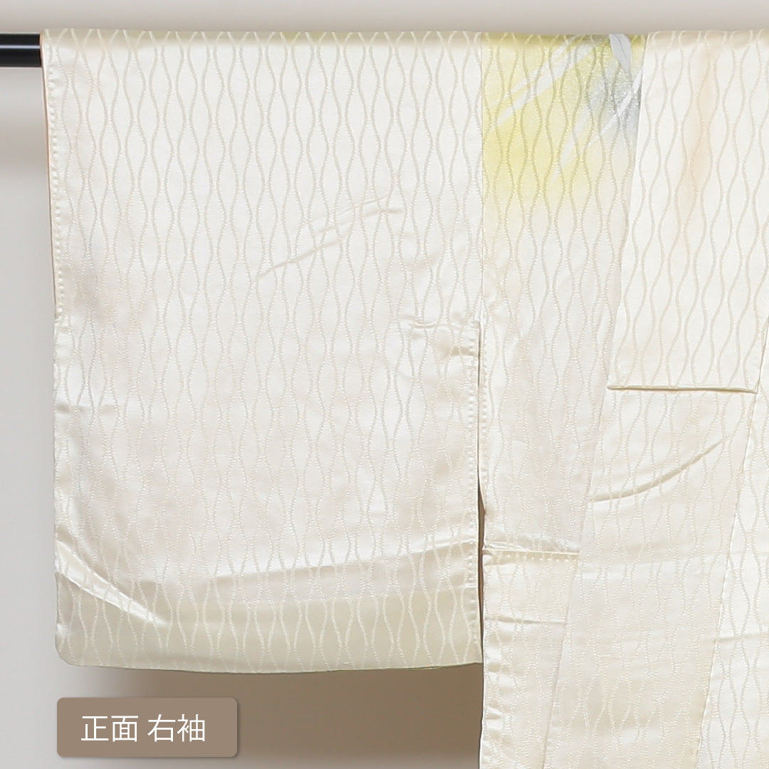 訪問着 袷 身丈160cm 裄65.5cm 正絹 クリーム系 Bランク 立湧 1212002964415