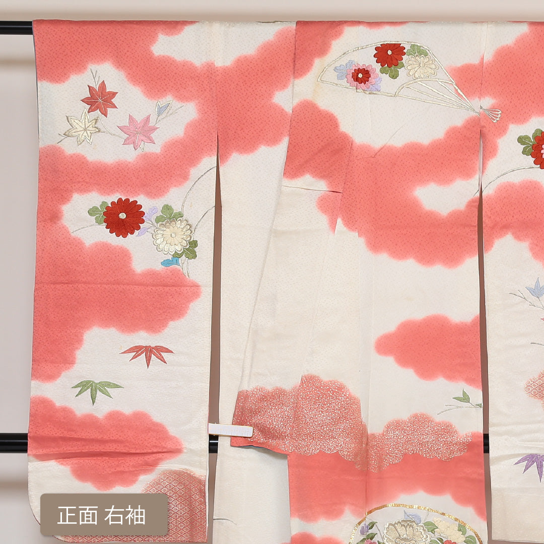 振袖 身丈160cm 裄丈64.5cm Cランク 袷 正絹 広衿 金駒刺繍 唐織 刺繍 1213-F0048