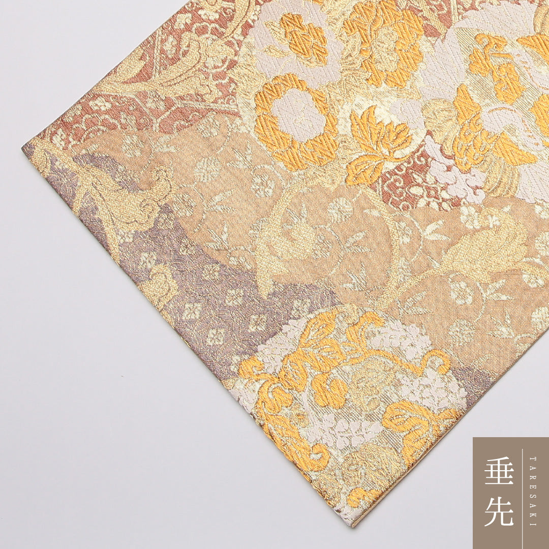 袋帯 帯丈418cm 正絹 六通 フォーマル 蜀江 花菱 金系 1243-01310