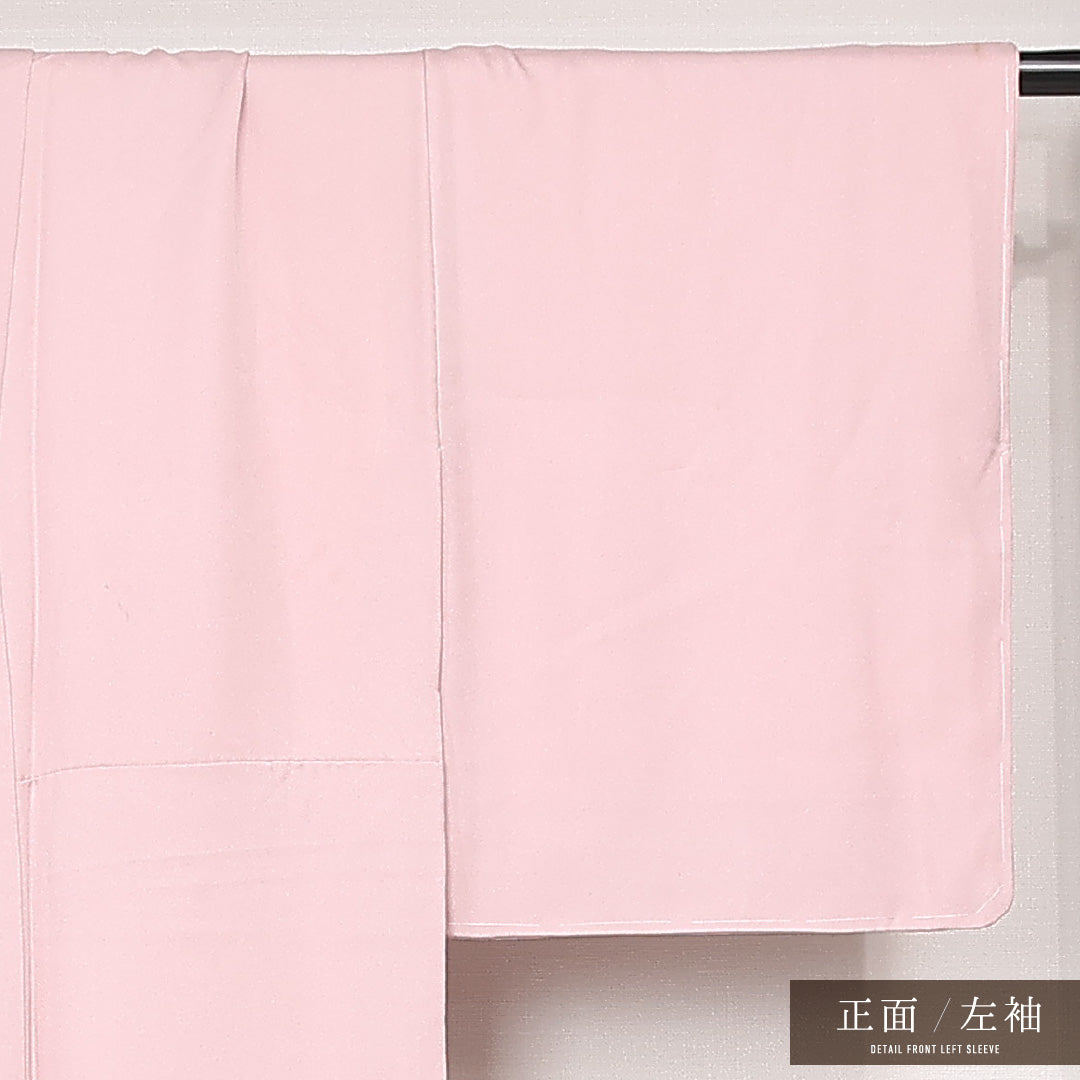 色留袖 三つ紋 違い鷹の羽 身丈162cm 裄丈65cm Aランク 正絹 袷 広衿 L 落款 しつけ糸 吉祥文様 扇 セミフォーマル ピンク系 1211-F0518