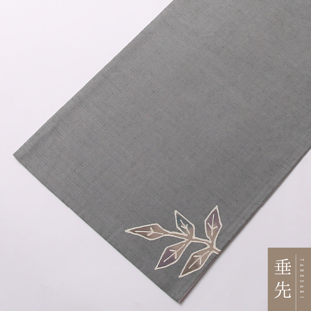 袋帯(紬) 帯丈462cm 正絹 ポイント柄 染め帯 インフォーマル 花柄 紫系 緑系 1243-01556