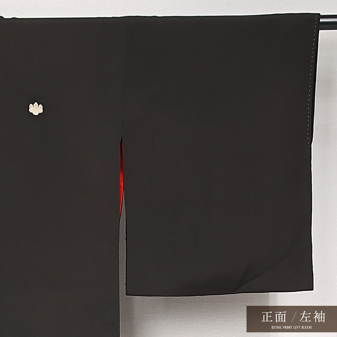 アンティーク 黒留袖 五つ紋 蔦 身丈159cm 裄丈63cm Aランク 正絹 広衿 M 金駒刺繍 吉祥文様 梅 古典的 華やか 黒系 1211-F0532