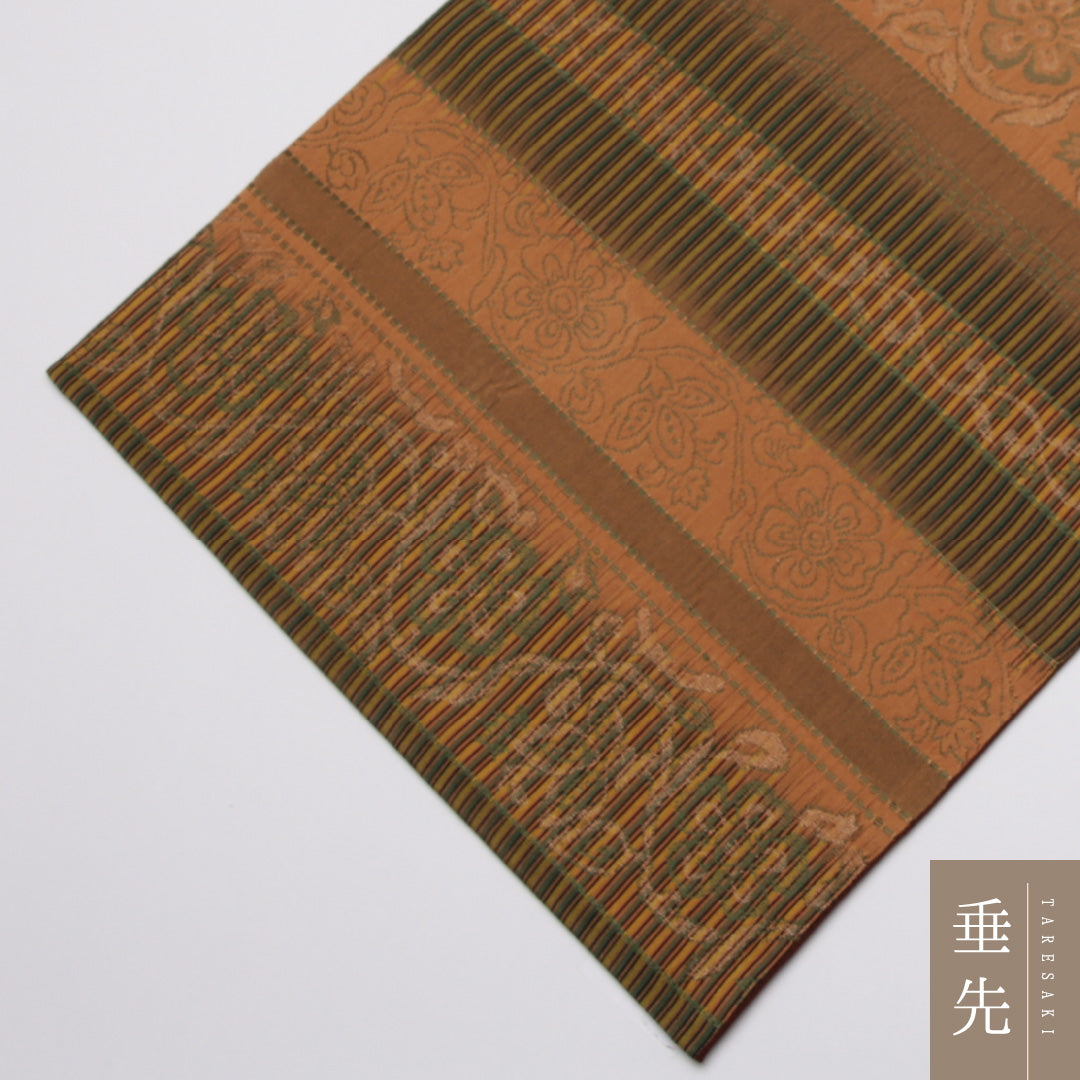 袋帯 帯丈436cm 正絹 全通 インフォーマル 唐草華文 名物裂 朱系 1243-01110