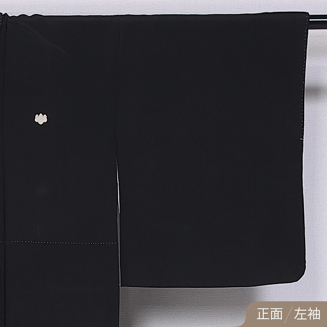 黒留袖 身丈149cm 裄丈61.5cm 袷 五つ紋 五三桐 正絹 Aランク バチ衿 比翼仕立て 鳳凰 1211-F0413