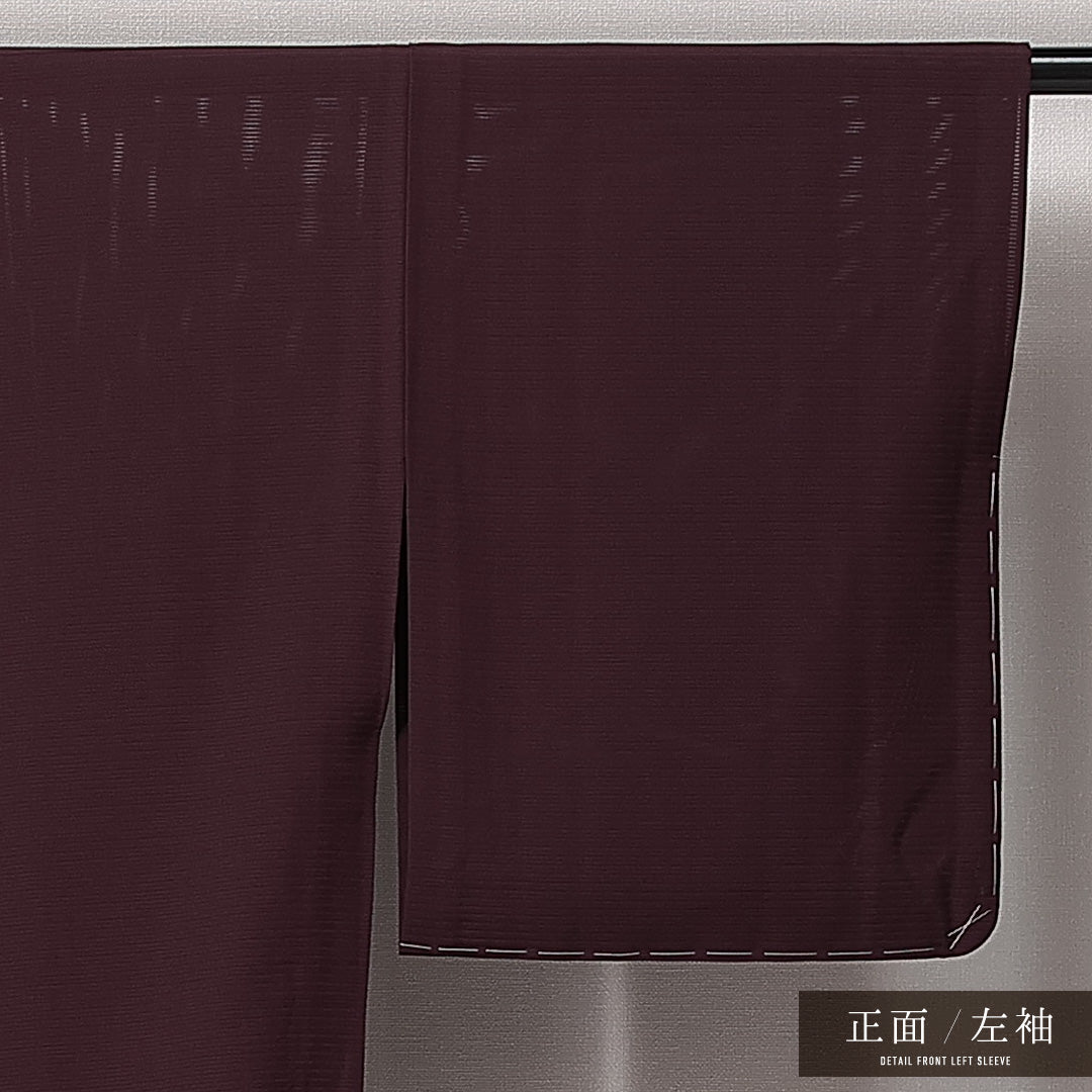色無地 夏物 絽 身丈169cm 裄丈65cm 正絹 Sランク XLサイズ 広衿 一つ紋(五三桐) セミフォーマル 無地 赤系 茶系 1214-14939