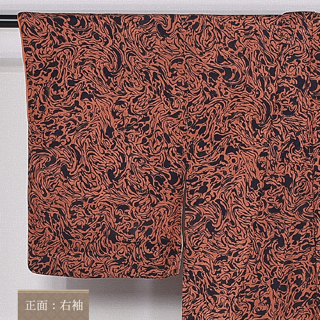 アンティーク 小紋 袷 身丈152cm 裄丈62cm 正絹 Aランク バチ衿 Sサイズ 創作柄 赤系 RP 1221-10873
