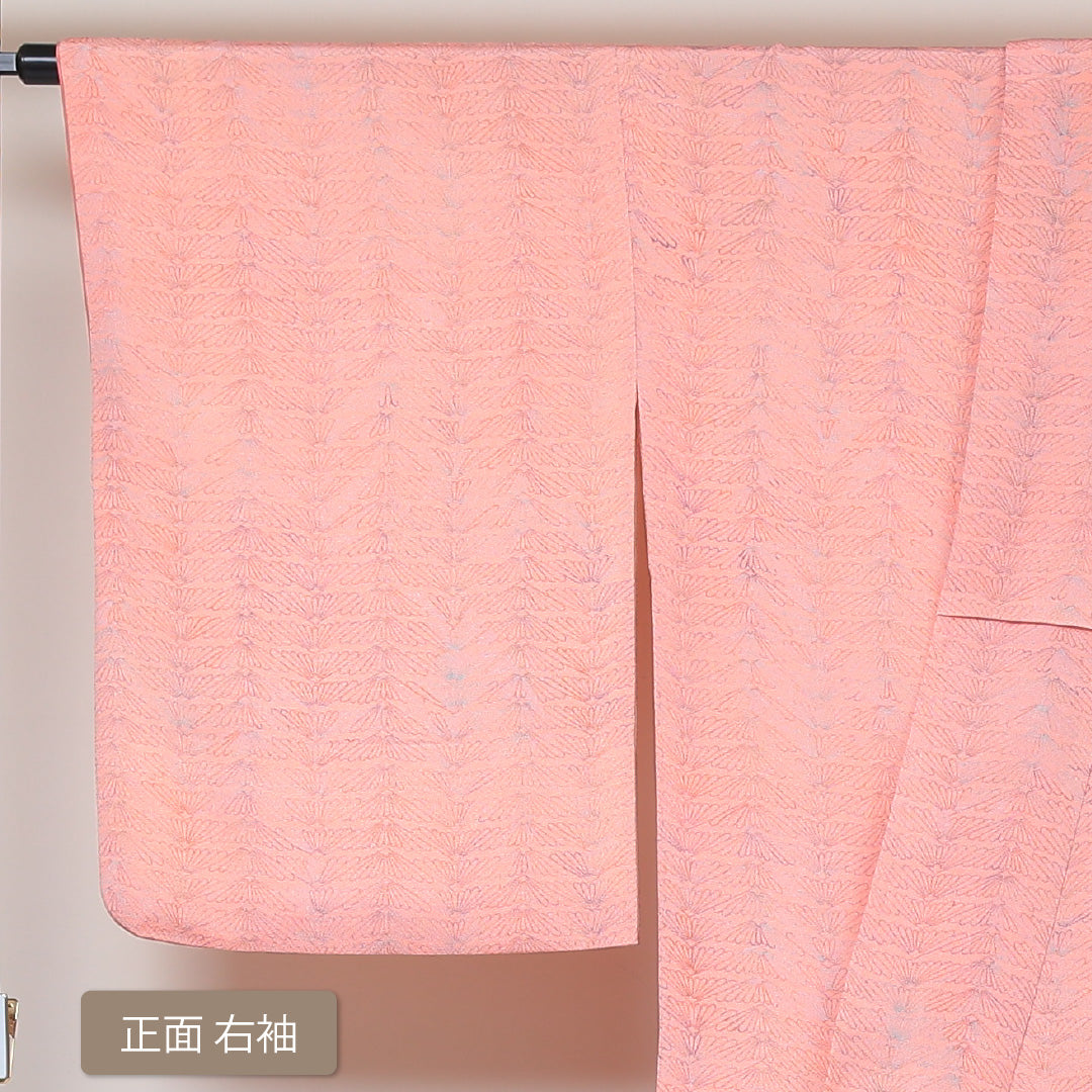 小紋 袷 身丈170cm 裄68cm ピンク系 正絹 Sランク 1215014462613
